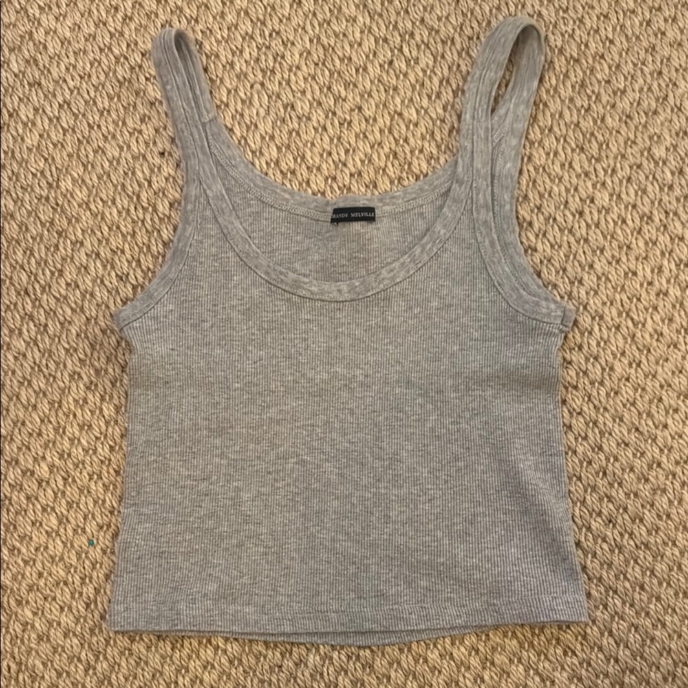 Brandy Melville Gray Ribbed Cropped Tank Top
